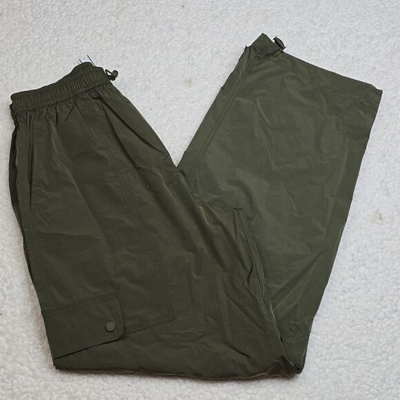 1198 NWT Pink Victoria's Secret Parachute Cargo Pants Casual New Olive - Picture 3 of 7